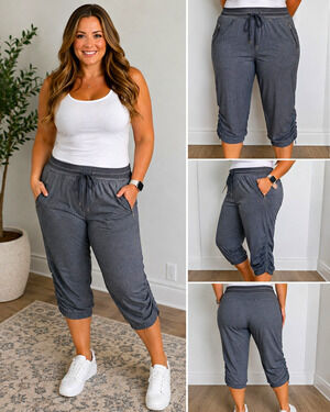 Calvin Klein Performance Women’s 1X Gray Capri Jogger Pants Drawstring Stretch